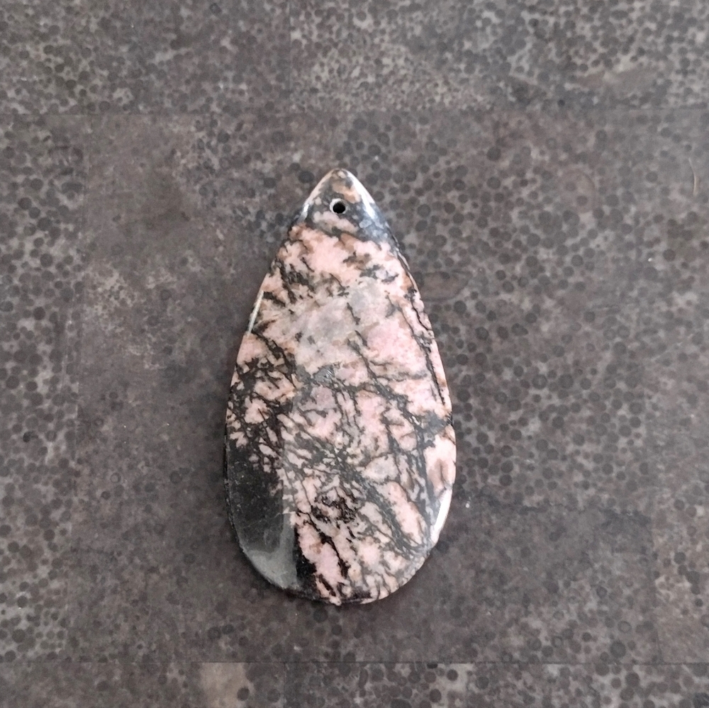 Black And Pink Khadonite Teardrop Pendant